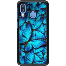 Coque Samsung Galaxy A40 - Papillon - Bleu