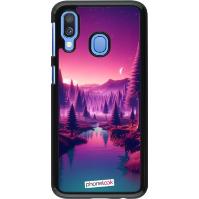 Coque Samsung Galaxy A40 - Paysage Violet-Rose