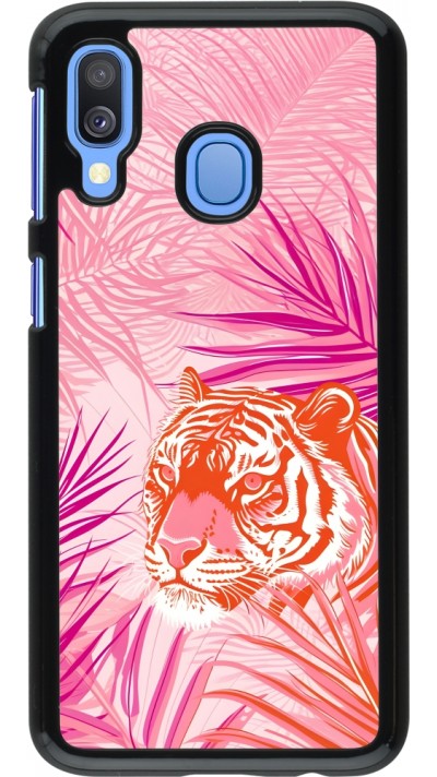 Coque Samsung Galaxy A40 - Tigre palmiers roses