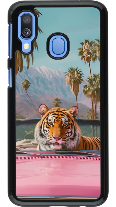 Coque Samsung Galaxy A40 - Tigre voiture rose