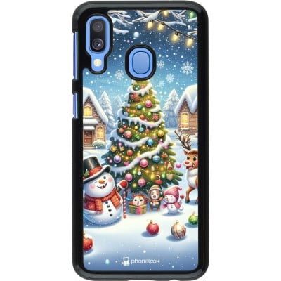 Coque Samsung Galaxy A40 - Noël 2023 bonhomme de neige et sapin