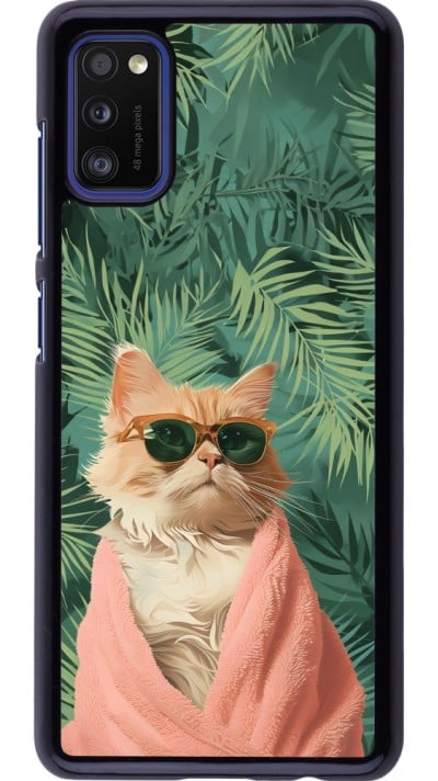 Coque Samsung Galaxy A41 - Cat Summer Palms