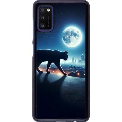 Coque Samsung Galaxy A41 - Chat noir sous la pleine lune