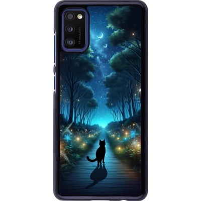 Coque Samsung Galaxy A41 - Chat noir promenade