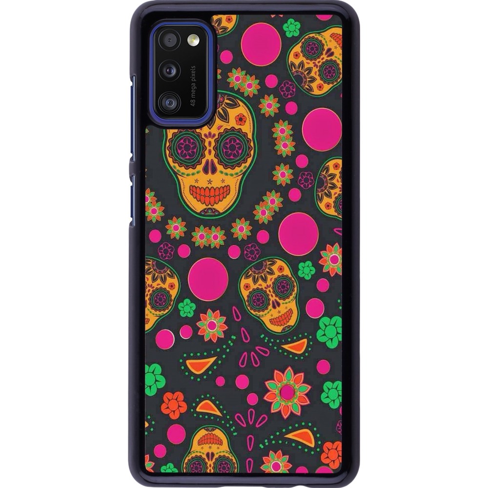 Samsung Galaxy A41 Case Hülle - Halloween 22 colorful mexican skulls