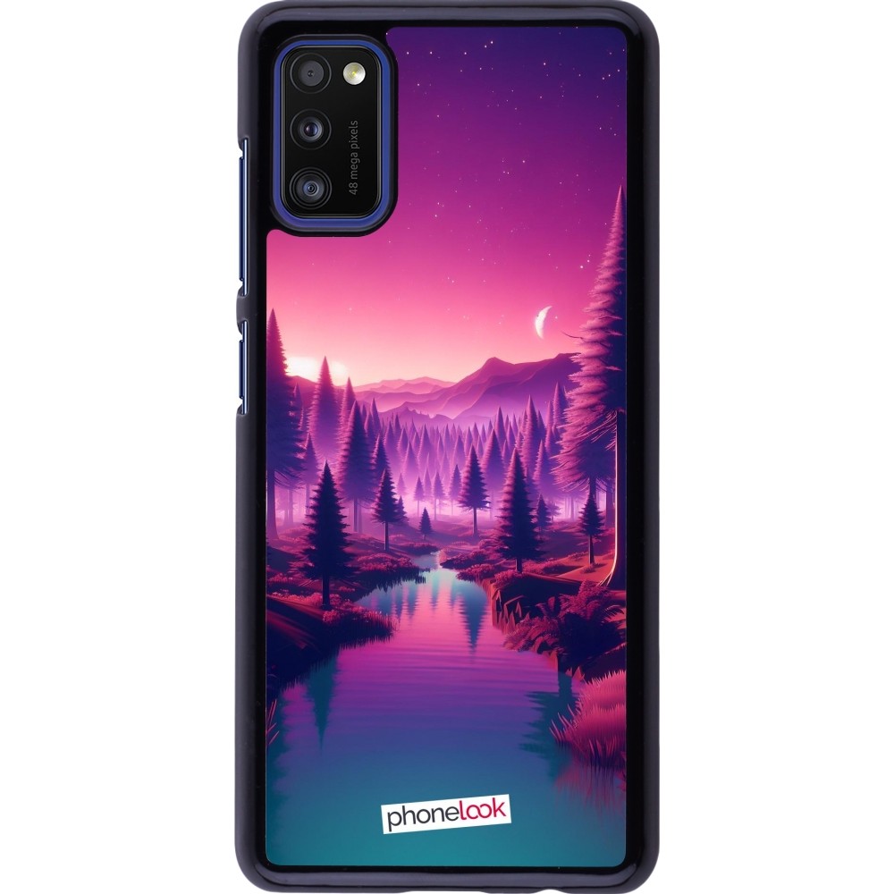 Coque Samsung Galaxy A41 - Paysage Violet-Rose