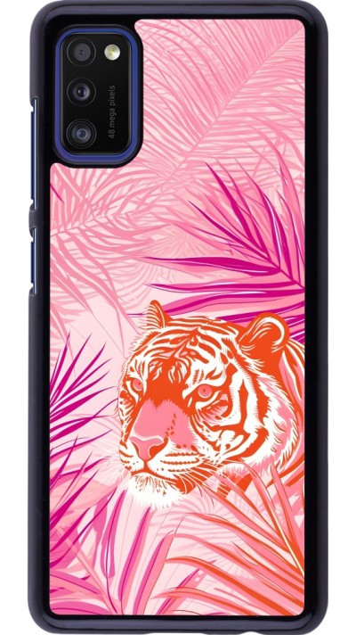 Coque Samsung Galaxy A41 - Tigre palmiers roses