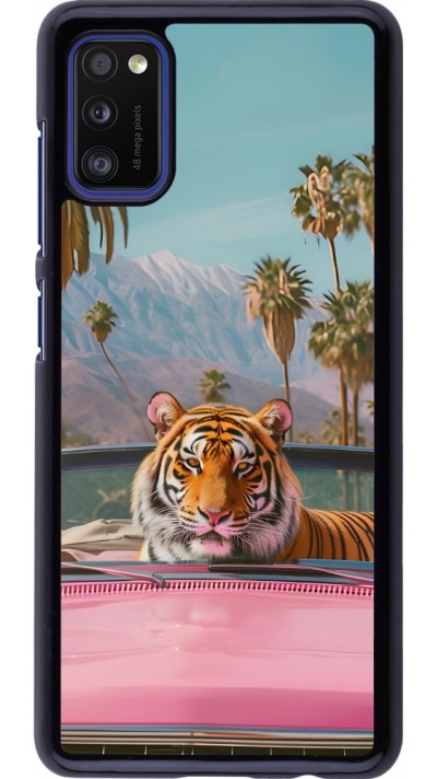 Coque Samsung Galaxy A41 - Tigre voiture rose