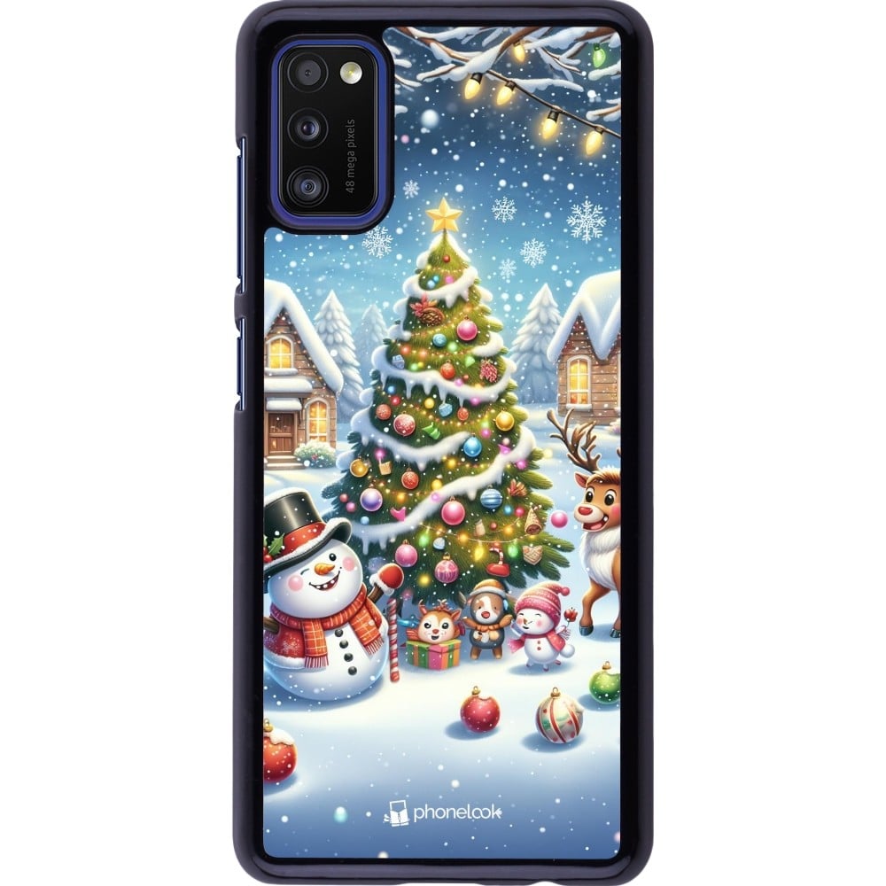 Coque Samsung Galaxy A41 - Noël 2023 bonhomme de neige et sapin