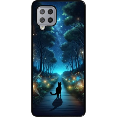 Coque Samsung Galaxy A42 5G - Chat noir promenade