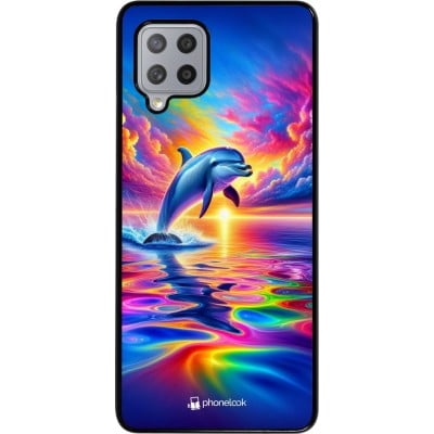 Coque Samsung Galaxy A42 5G - Dauphin arc-en-ciel heureux