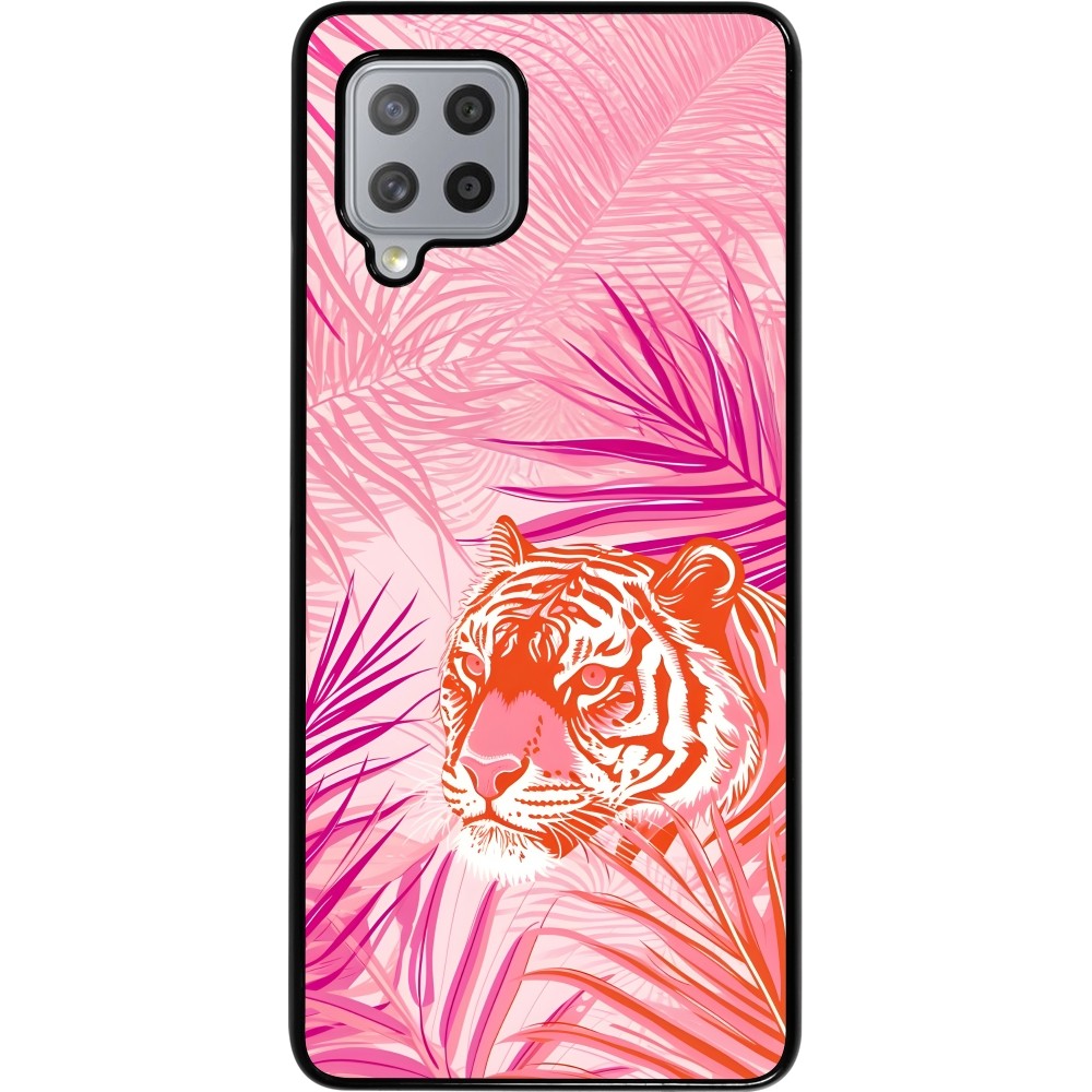 Coque Samsung Galaxy A42 5G - Tigre palmiers roses