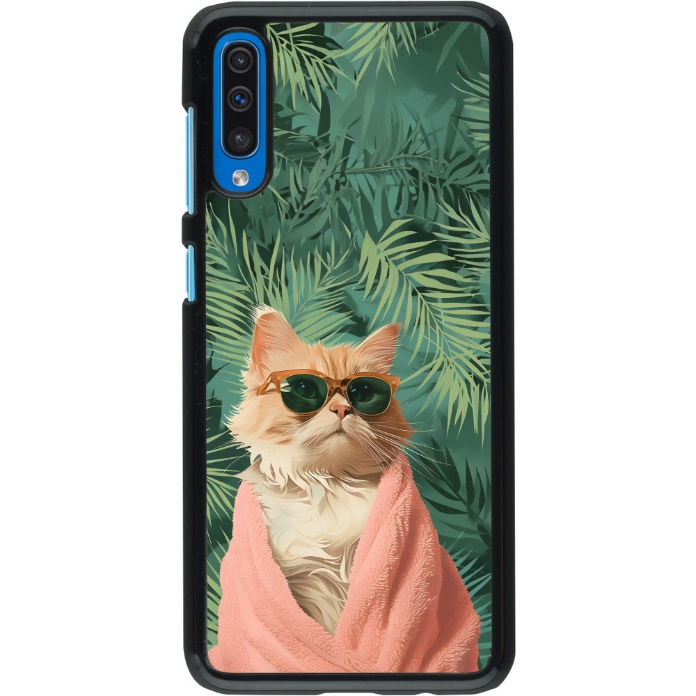 Coque Samsung Galaxy A50 - Cat Summer Palms