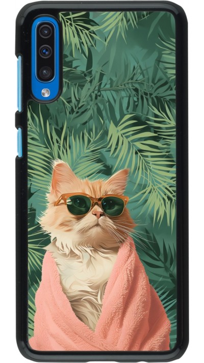 Coque Samsung Galaxy A50 - Cat Summer Palms