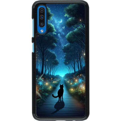 Coque Samsung Galaxy A50 - Chat noir promenade