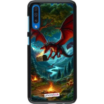 Coque Samsung Galaxy A50 - Dragon Volant Forêt Trésor