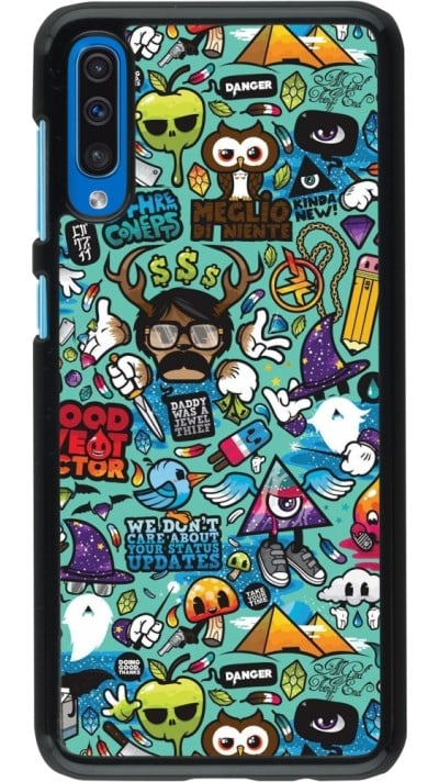 Coque Samsung Galaxy A50 - Mixed Cartoons Turquoise