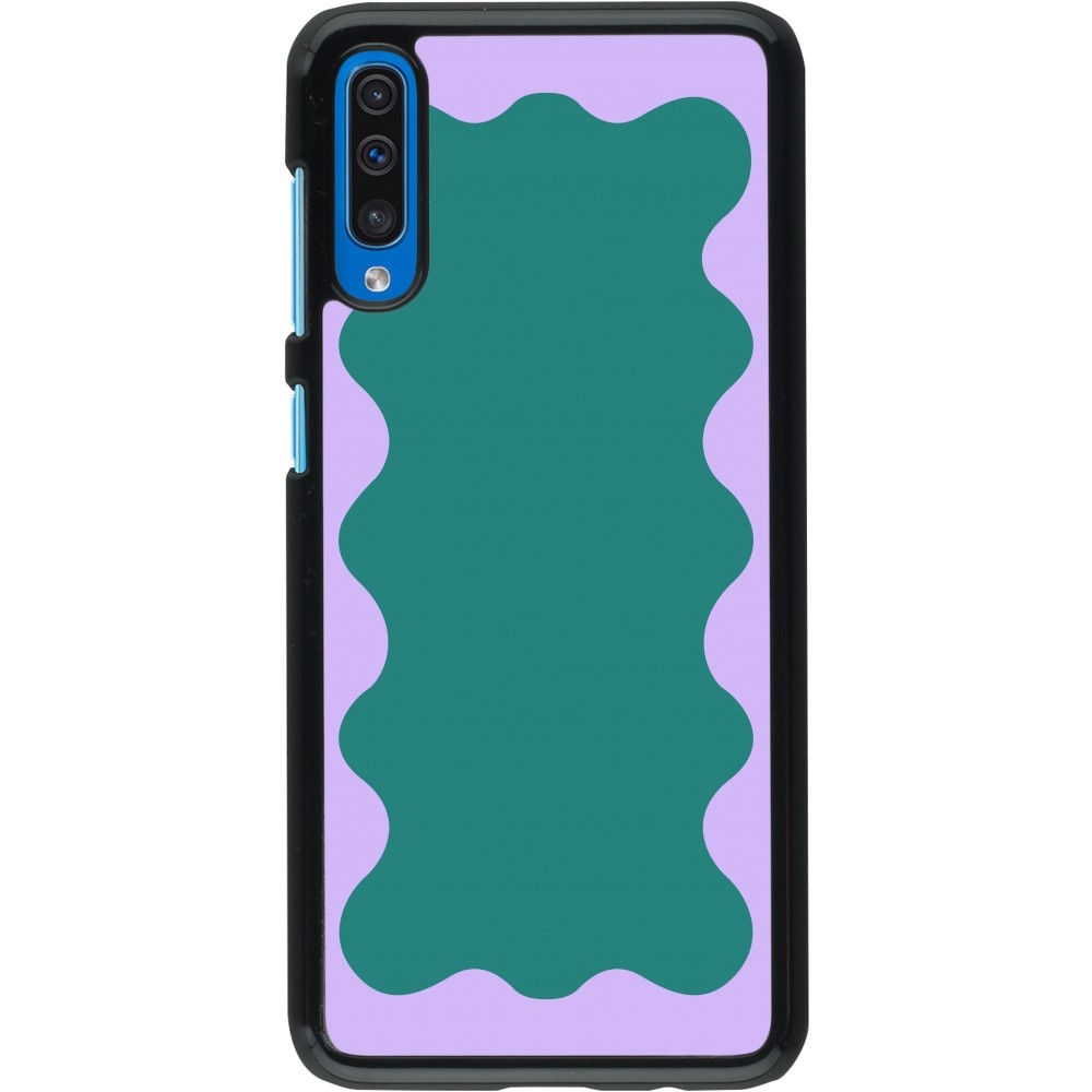 Coque Samsung Galaxy A50 - Wavy Rectangle Green Purple