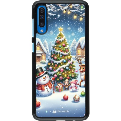 Coque Samsung Galaxy A50 - Noël 2023 bonhomme de neige et sapin