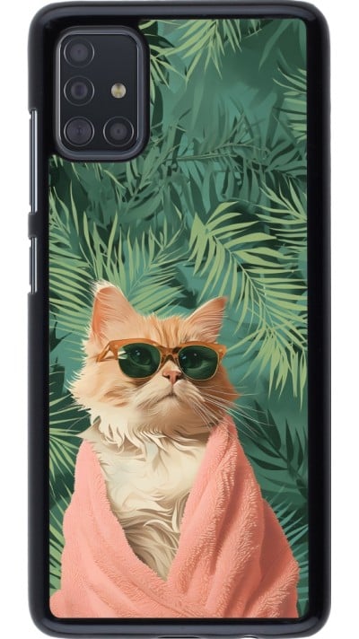 Coque Samsung Galaxy A51 - Cat Summer Palms