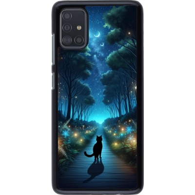 Coque Samsung Galaxy A51 - Chat noir promenade