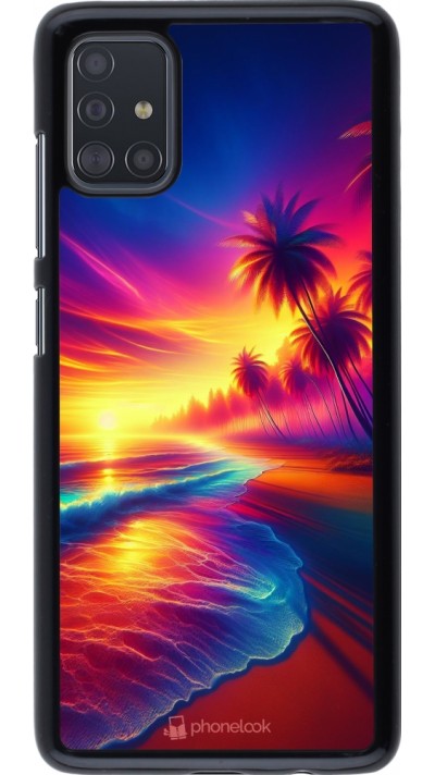 Coque Samsung Galaxy A51 - Plage coucher soleil flashy