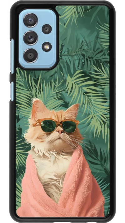 Coque Samsung Galaxy A52 - Cat Summer Palms