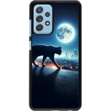 Coque Samsung Galaxy A52 - Chat noir sous la pleine lune