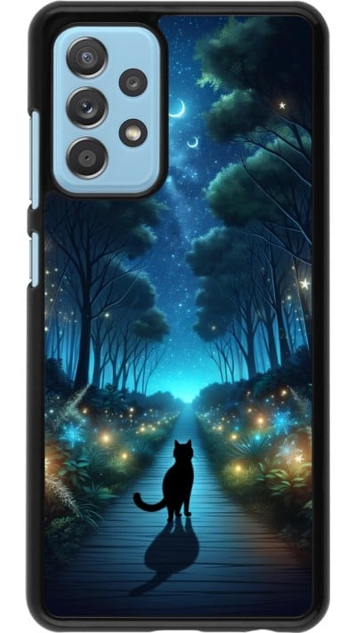 Coque Samsung Galaxy A52 - Chat noir promenade