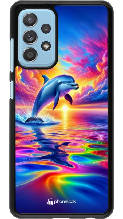 Coque Samsung Galaxy A52 - Dauphin arc-en-ciel heureux