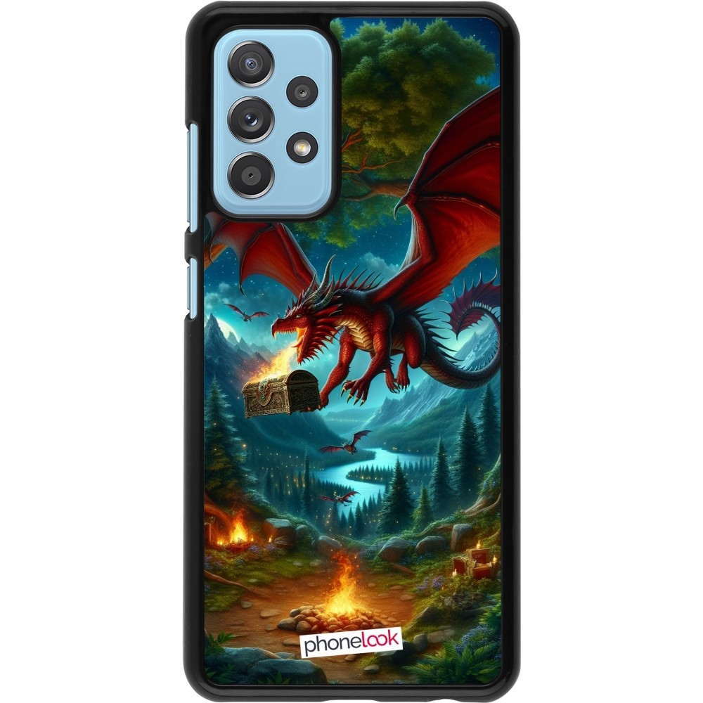 Coque Samsung Galaxy A52 - Dragon Volant Forêt Trésor