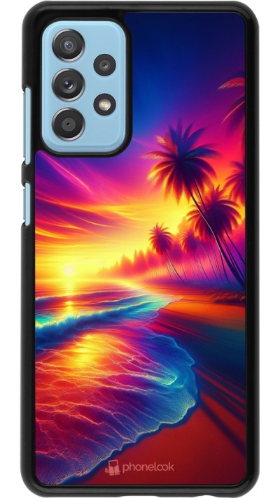 Coque Samsung Galaxy A52 - Plage coucher soleil flashy