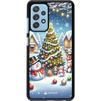 Coque Samsung Galaxy A52 - Noël 2023 bonhomme de neige et sapin