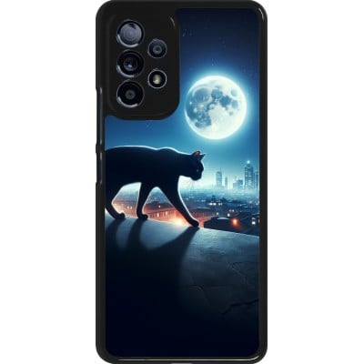 Coque Samsung Galaxy A53 5G - Chat noir sous la pleine lune