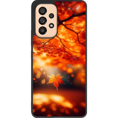 Coque Samsung Galaxy A53 5G - Silicone rigide noir Automne Magique Orange