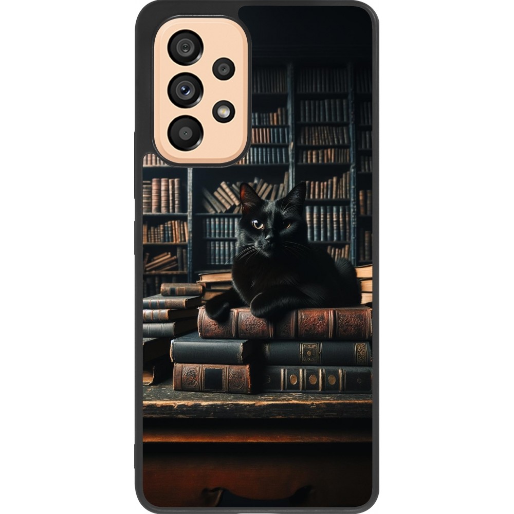 Coque Samsung Galaxy A53 5G - Silicone rigide noir Chat livres sombres