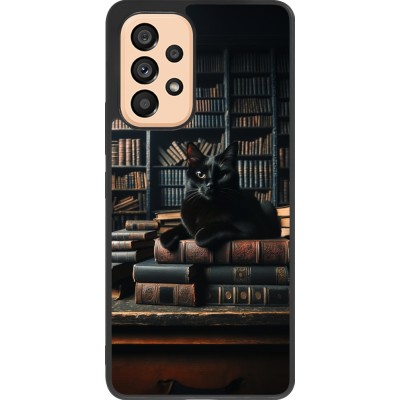 Coque Samsung Galaxy A53 5G - Silicone rigide noir Chat livres sombres