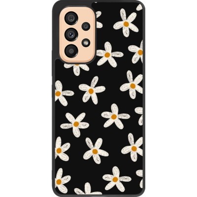 Coque Samsung Galaxy A53 5G - Silicone rigide noir Easter 2024 white on black flower