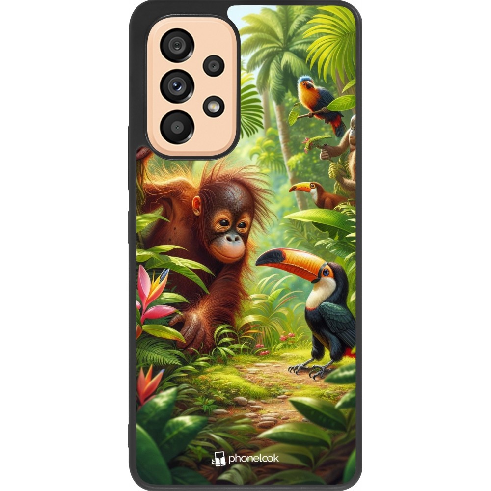 Coque Samsung Galaxy A53 5G - Silicone rigide noir Jungle Tropicale Tayrona