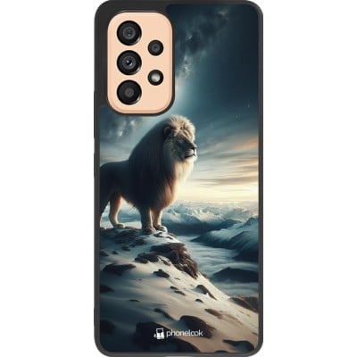 Coque Samsung Galaxy A53 5G - Silicone rigide noir Le lion blanc