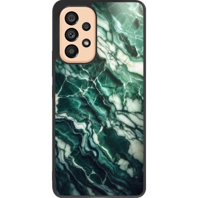 Coque Samsung Galaxy A53 5G - Silicone rigide noir Marbre vert majestueux