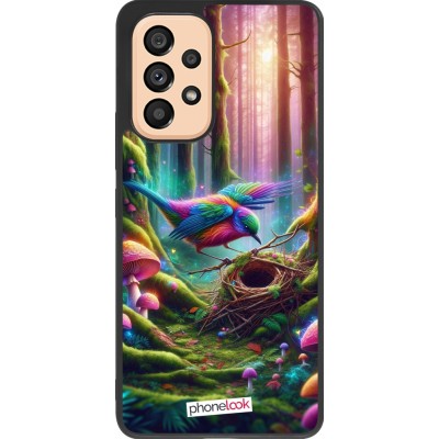 Coque Samsung Galaxy A53 5G - Silicone rigide noir Oiseau Nid Forêt