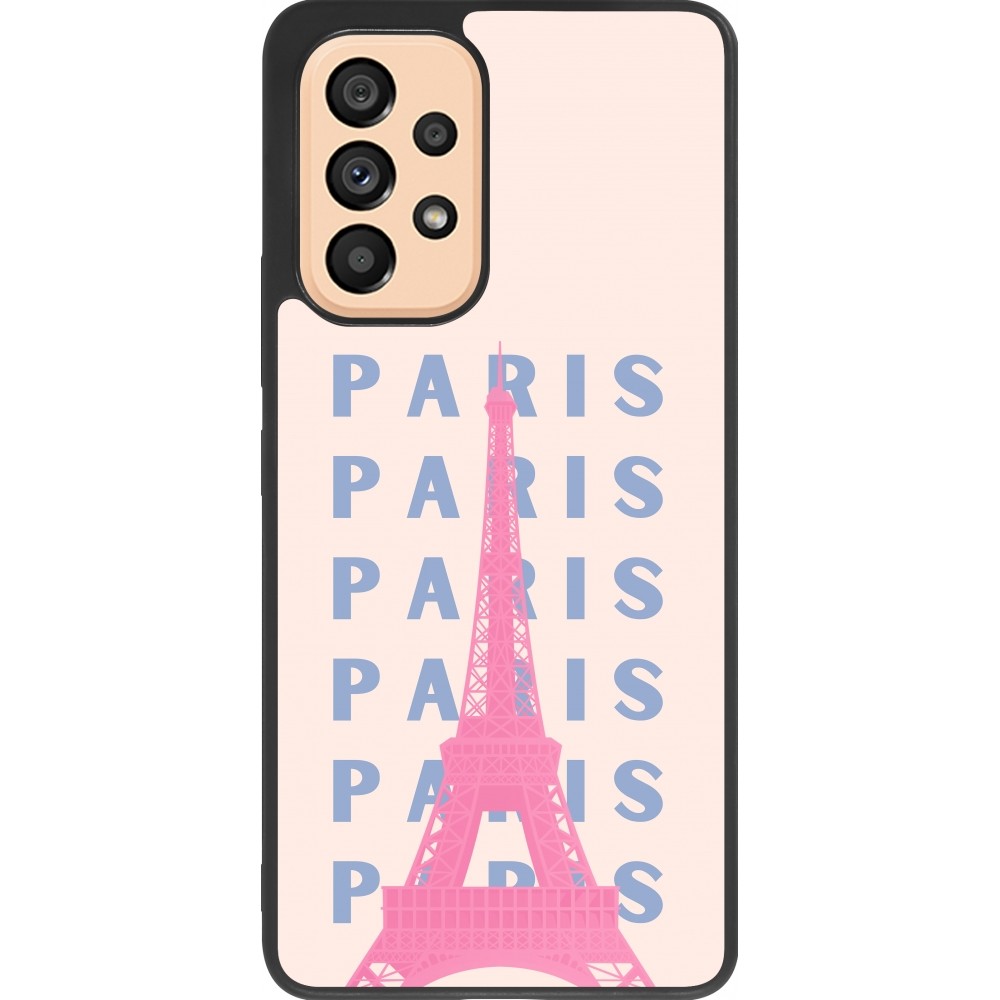 Coque Samsung Galaxy A53 5G - Silicone rigide noir Paris Pink Print