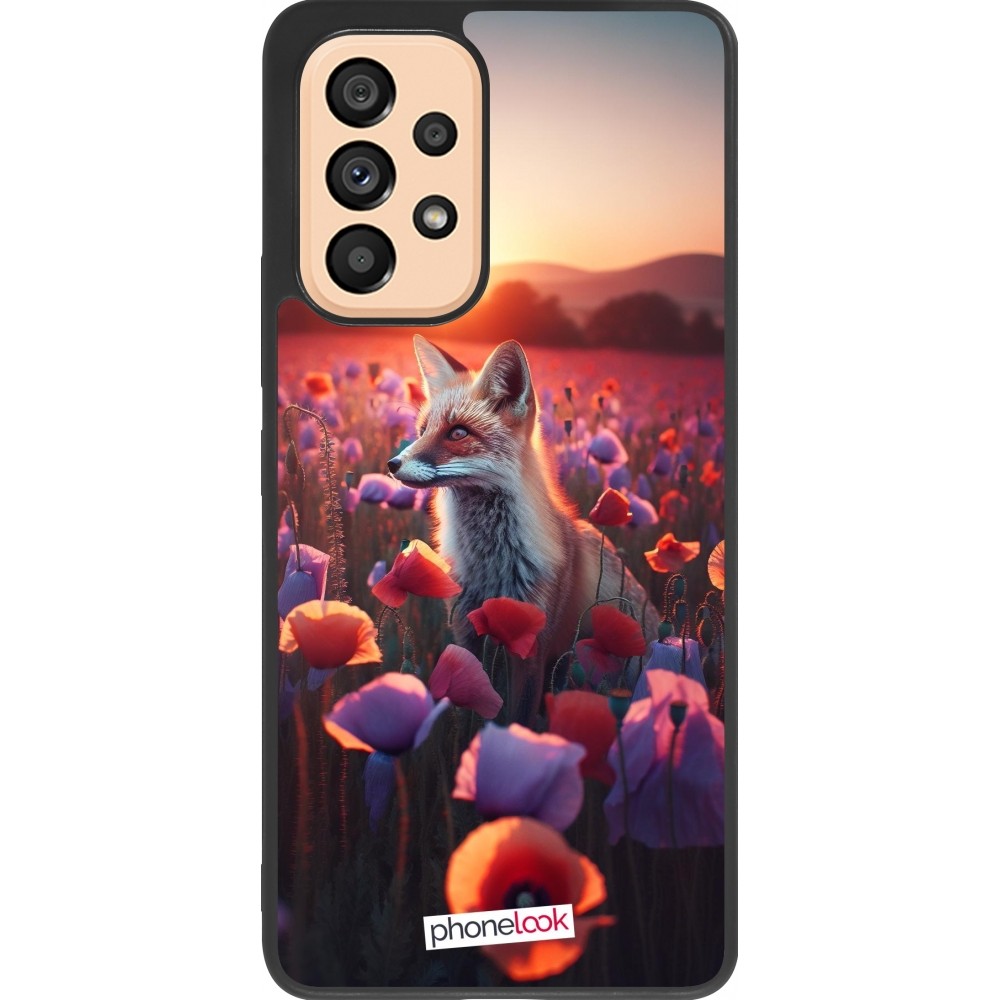 Coque Samsung Galaxy A53 5G - Silicone rigide noir Renard pourpre au crépuscule