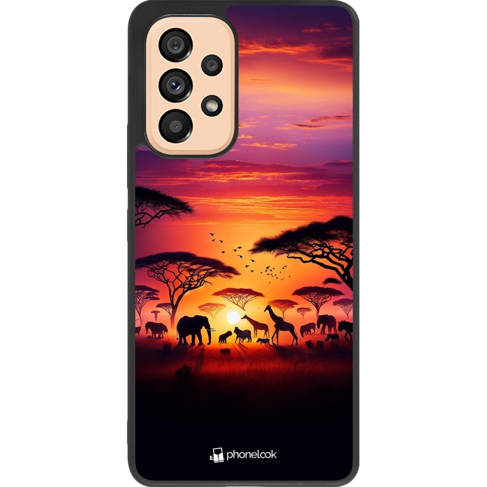 Coque Samsung Galaxy A53 5G - Silicone rigide noir Safari sunset wildlife