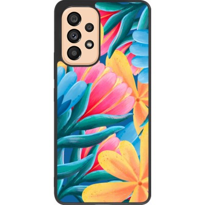 Coque Samsung Galaxy A53 5G - Silicone rigide noir Spring 23 colorful flowers