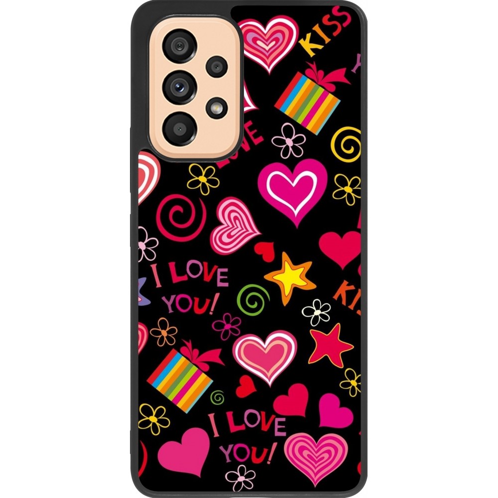 Samsung Galaxy A53 5G Case Hülle - Silikon schwarz Valentine 2023 love symbols