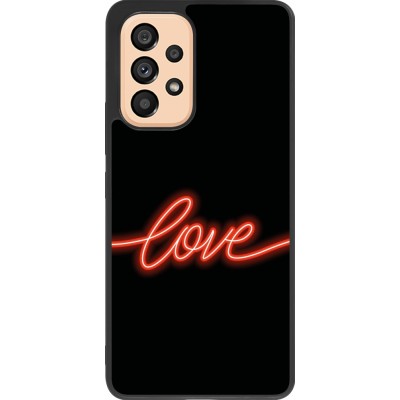 Coque Samsung Galaxy A53 5G - Silicone rigide noir Valentine 2023 neon love