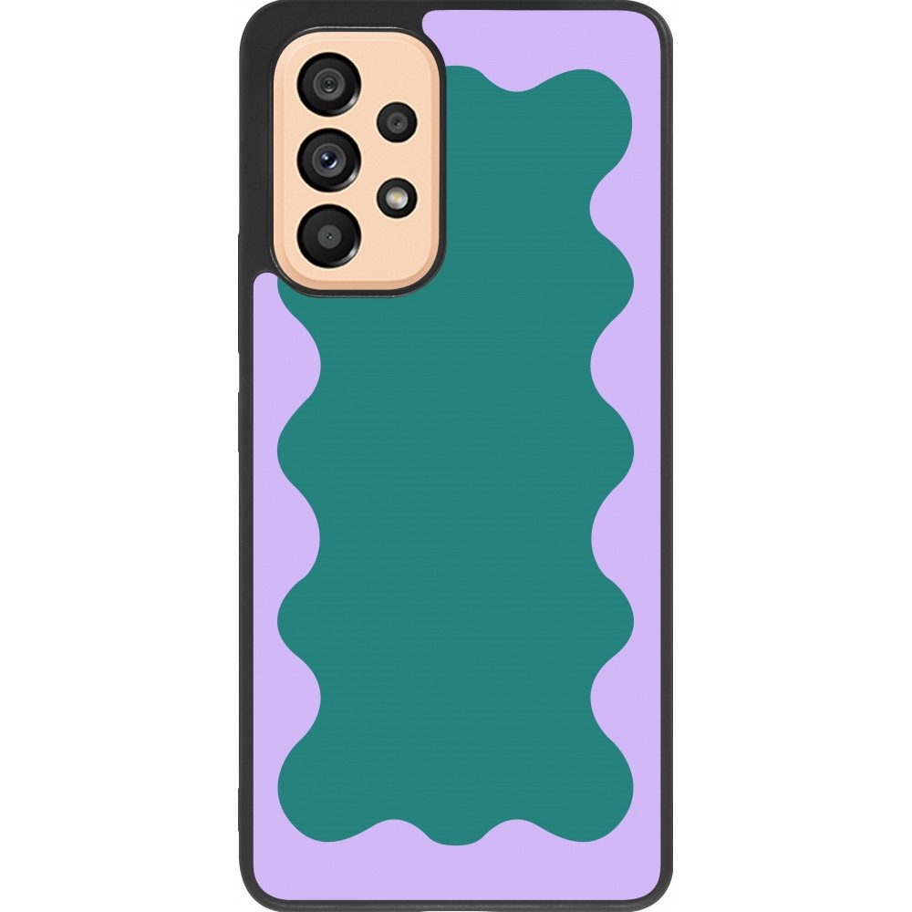 Coque Samsung Galaxy A53 5G - Silicone rigide noir Wavy Rectangle Green Purple