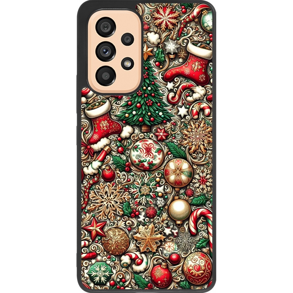 Coque Samsung Galaxy A53 5G - Silicone rigide noir Noël 2023 micro pattern